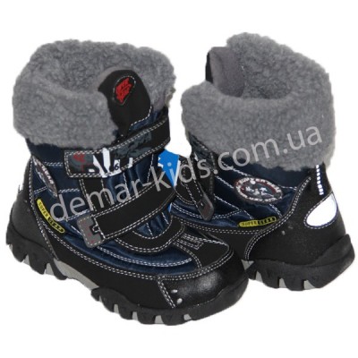 Детские термоботинки SUPER GEAR A 8398 (черно-синие)